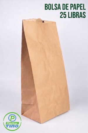 BOLSA D EPAPEL 25 LIBRAS Bolsa de Papel Kraft 25 Libras Gran Capacidad (Paquete x 100)