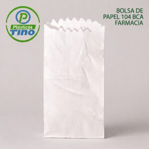 BOLSA DE PAPEL 104 BCA FARMACIA Bolsa de Papel Farmacia #104 Blanca (Paquete x 100)
