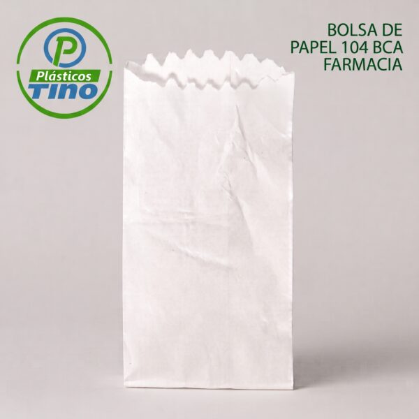BOLSA DE PAPEL 104 BCA FARMACIA Bolsa de Papel Farmacia #104 Blanca (Paquete x 100)