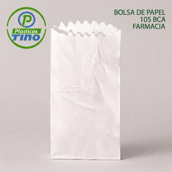 BOLSA DE PAPEL 105 BCA FARMACIA Bolsa de Papel Farmacia #105 Blanca (Paquete x 100)