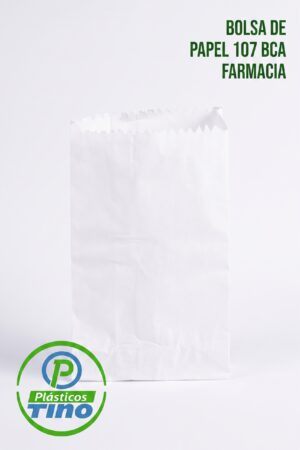 BOLSA DE PAPEL 107 BCA FARMACIA Bolsa de Papel Farmacia #107 Blanca (Paquete x 100)