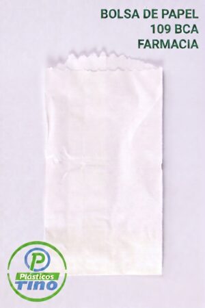 BOLSA DE PAPEL 109 BCA FARMACIA Bolsa de Papel Farmacia #109 Blanca (Paquete x 100)