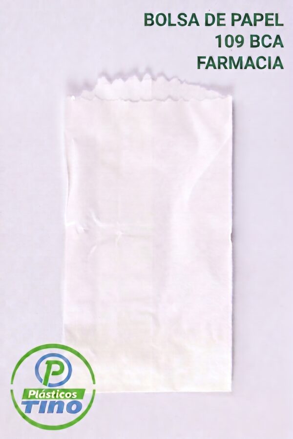 BOLSA DE PAPEL 109 BCA FARMACIA Bolsa de Papel Farmacia #109 Blanca (Paquete x 100)