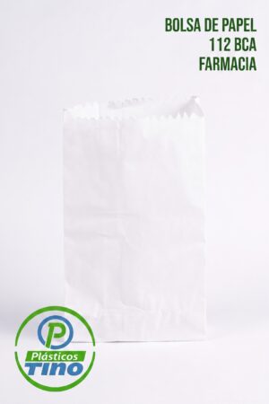 BOLSA DE PAPEL 112 BCA FARMACIA Bolsa de Papel Farmacia #112 Blanca (Paquete x 100)