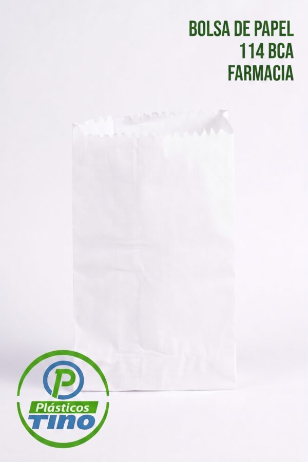 BOLSA DE PAPEL 114 BCA FARMACIA Bolsa de Papel Farmacia #114 Blanca (Paquete x 100)