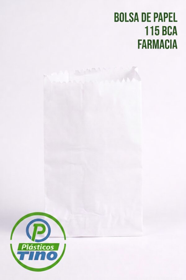 BOLSA DE PAPEL 115 BCA FARMACIA Bolsa de Papel Farmacia #115 Blanca (Paquete x 100)