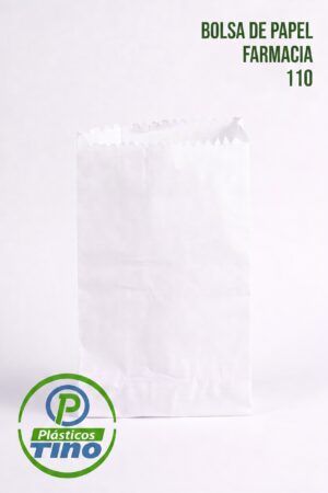 BOLSA DE PAPEL FARMACIA 110 Bolsa de Papel Farmacia #110 Blanca (Paquete x 100)