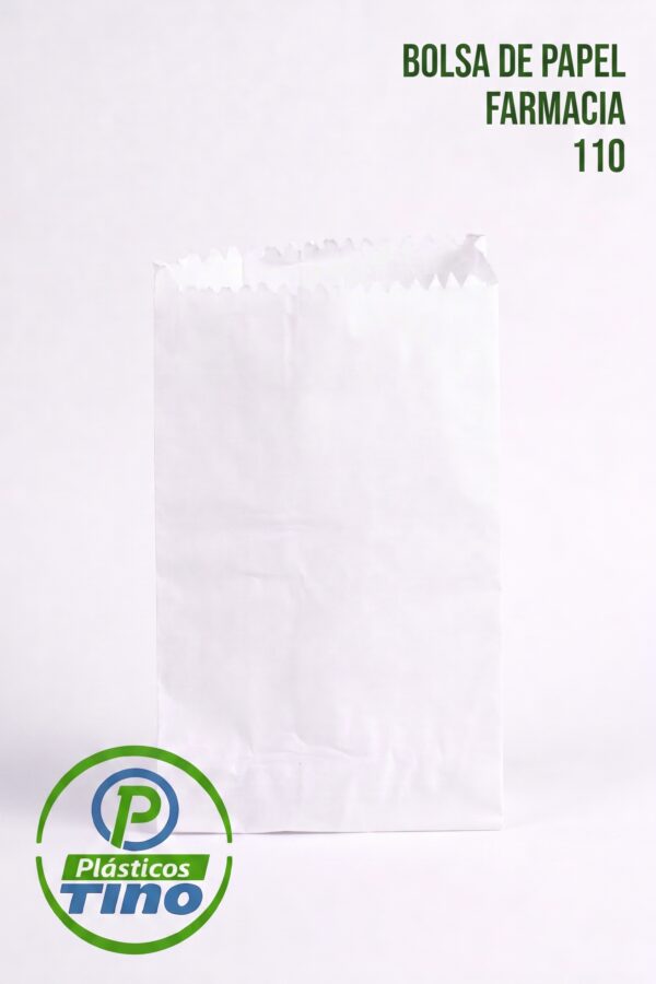 BOLSA DE PAPEL FARMACIA 110 Bolsa de Papel Farmacia #110 Blanca (Paquete x 100)